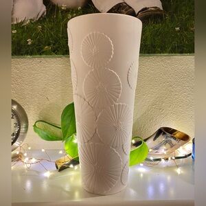 Lenox PETALS Bisque Vase Relief Flowers White 10”